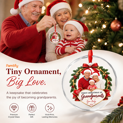 Grandparents custom photo glass ornament for the Christmas tree