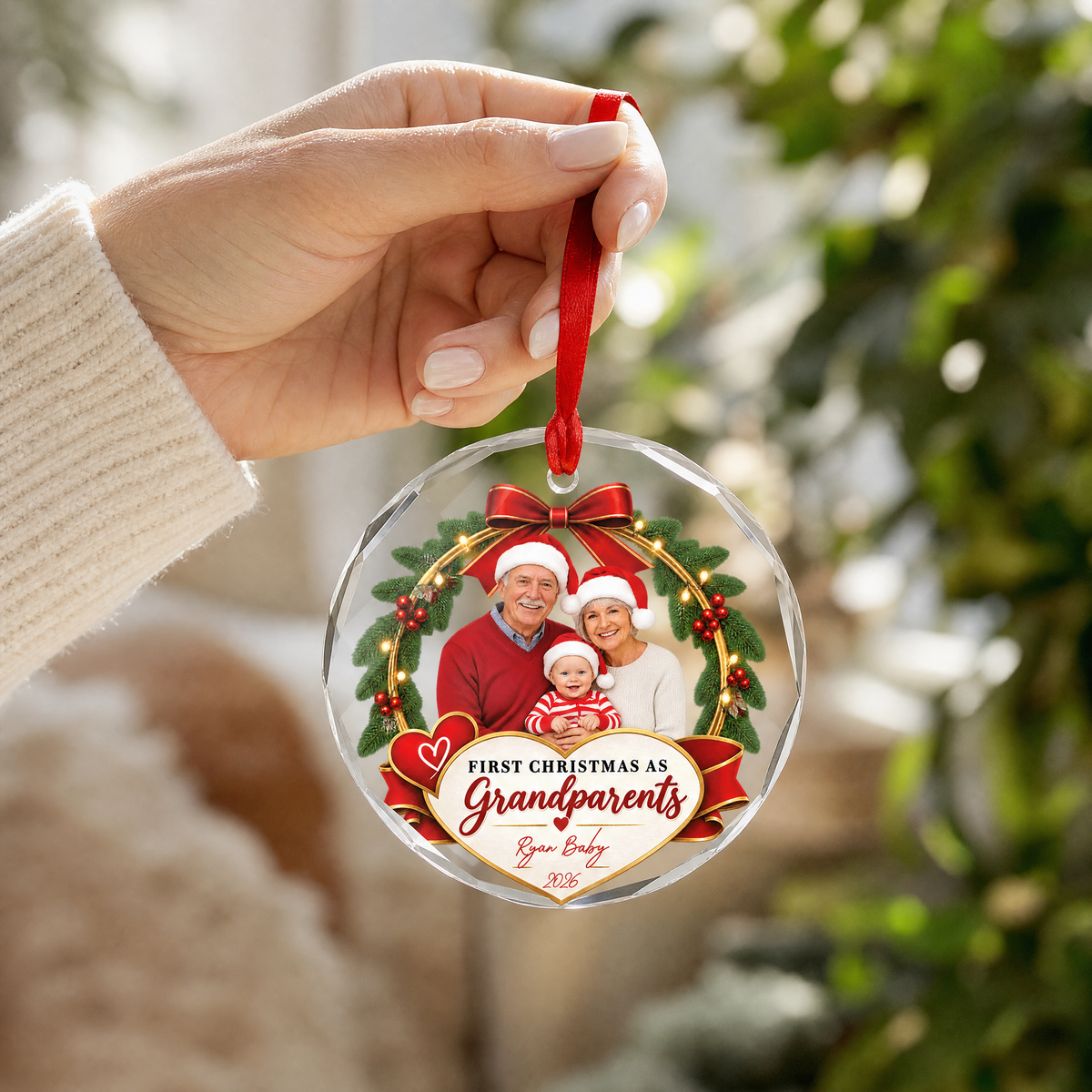 First Christmas as Grandparents glass ornament for family memories