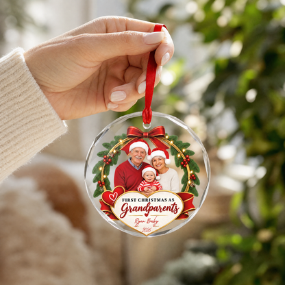 First Christmas as Grandparents glass ornament for family memories