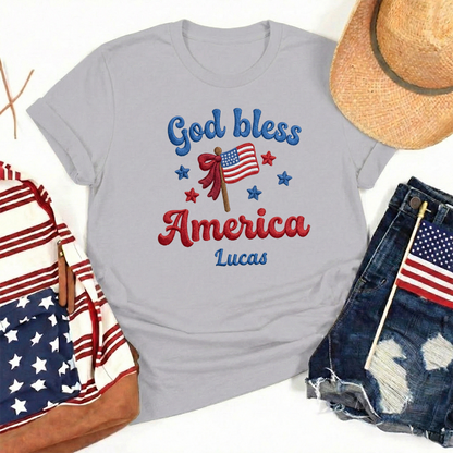 God Bless America - Patriotic USA Flag T-Shirt Design | Independence Day Graphic Tee