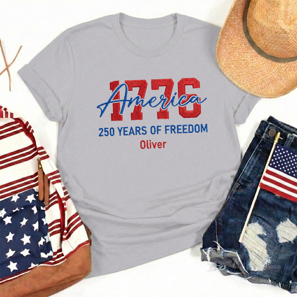 USA 250 Years - Embroidered American T-Shirt