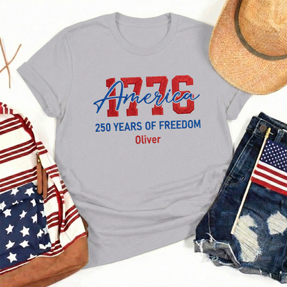 USA 250 Years - Embroidered American T-Shirt