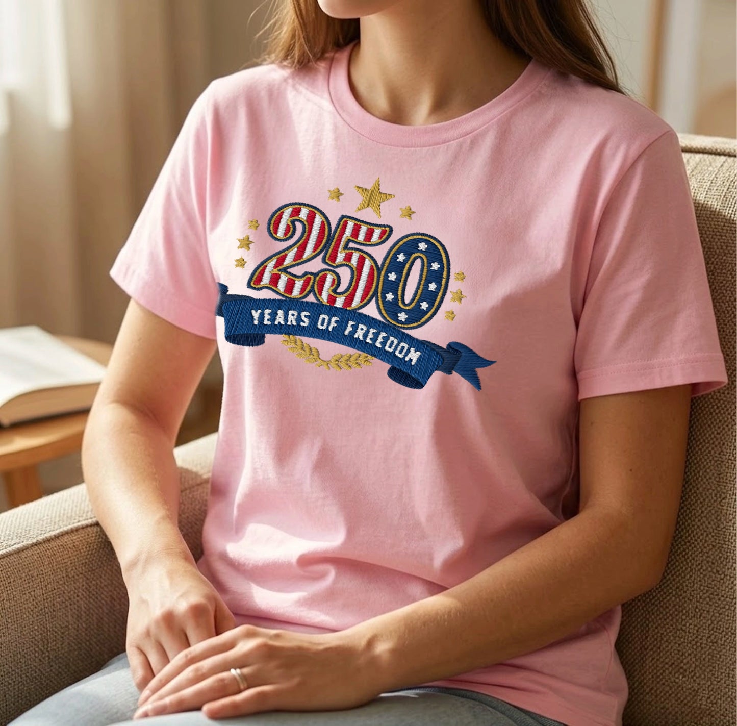 Liberty & Freedom 250 Years - Embroidered Eagle T-Shirt