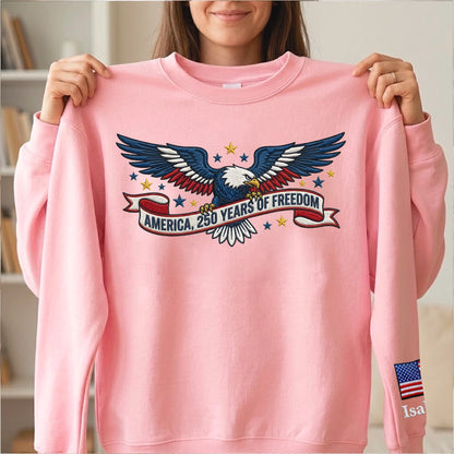 1776–2026 USA Anniversary Hoodie - Custom Name Eagle Sweatshirt - American Pride Keepsake