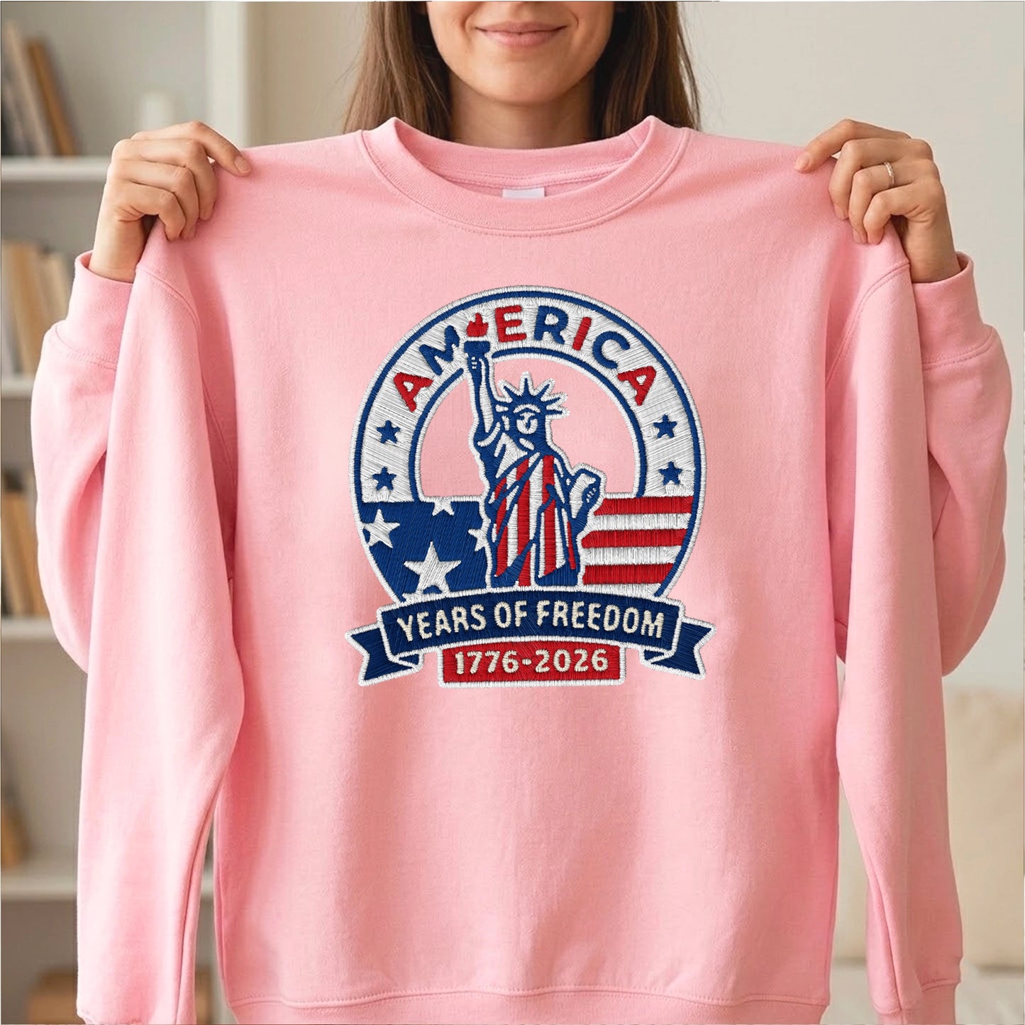 America 250 Years Embroidered Sweater - 1776 Independence Day Patriotic Gift