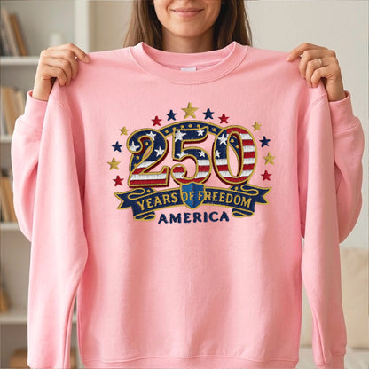 America 250th Anniversary – Patriotic USA Embroidery Sweatshirt Design