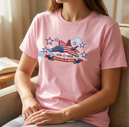 USA 250th Anniversary - Embroidered T-Shirt 1776-2026 250 Years of Freedom