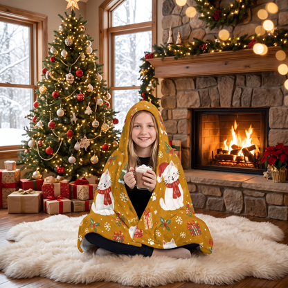 Custom name cozy Christmas kitties hooded blanket, view 5