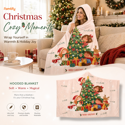 Christmas cozy moments personalized hooded blanket features