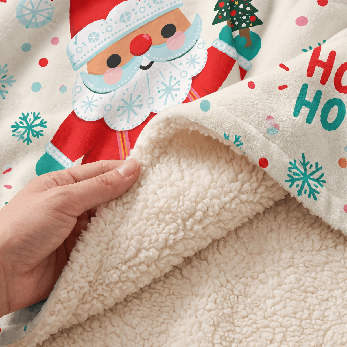 Custom name ho ho ho dancing Santa Christmas hooded blanket, view 5