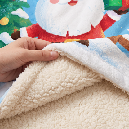 Custom photo Santa Christmas tree hooded blanket, view 5