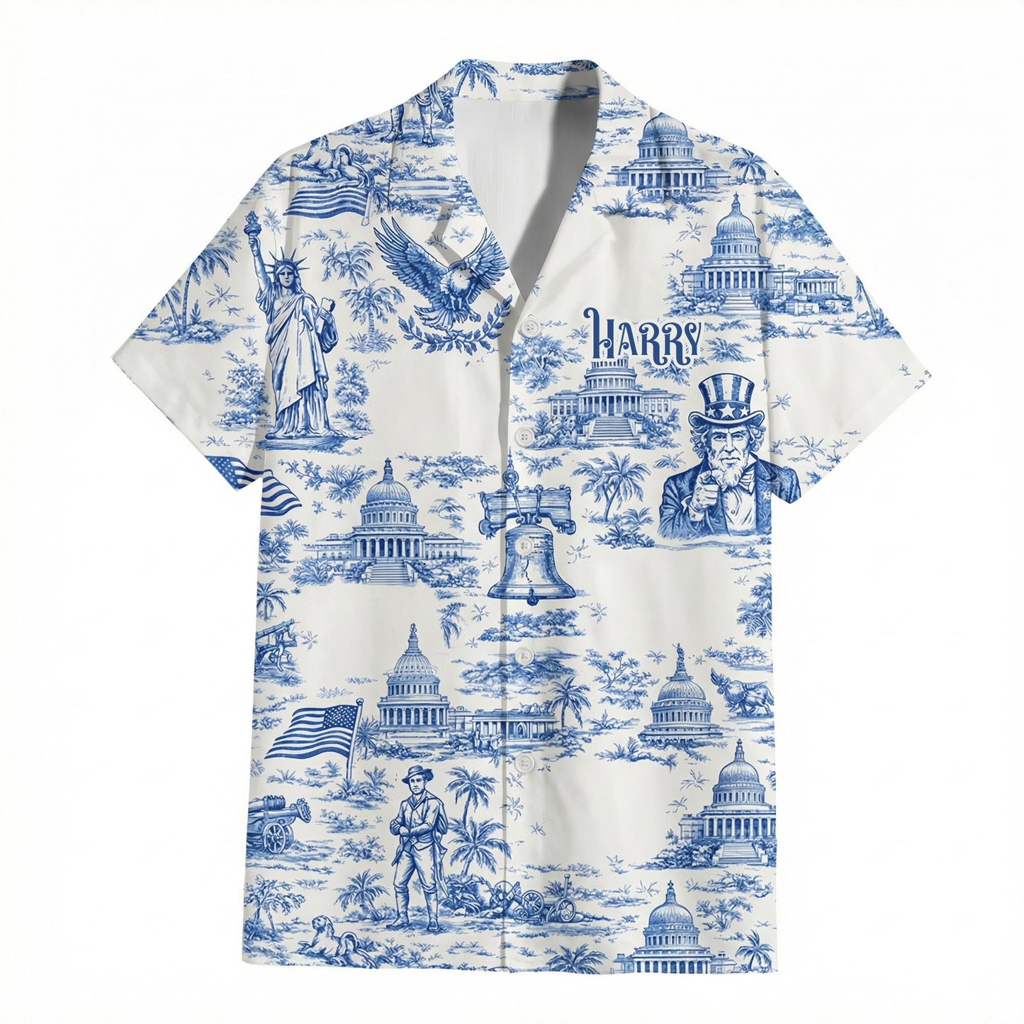America 250th Anniversary Toile De Jouy Style Hawaii Shirt