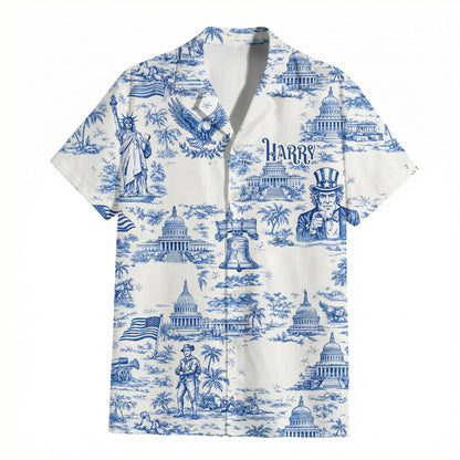 America 250th Anniversary Toile De Jouy Style Hawaii Shirt