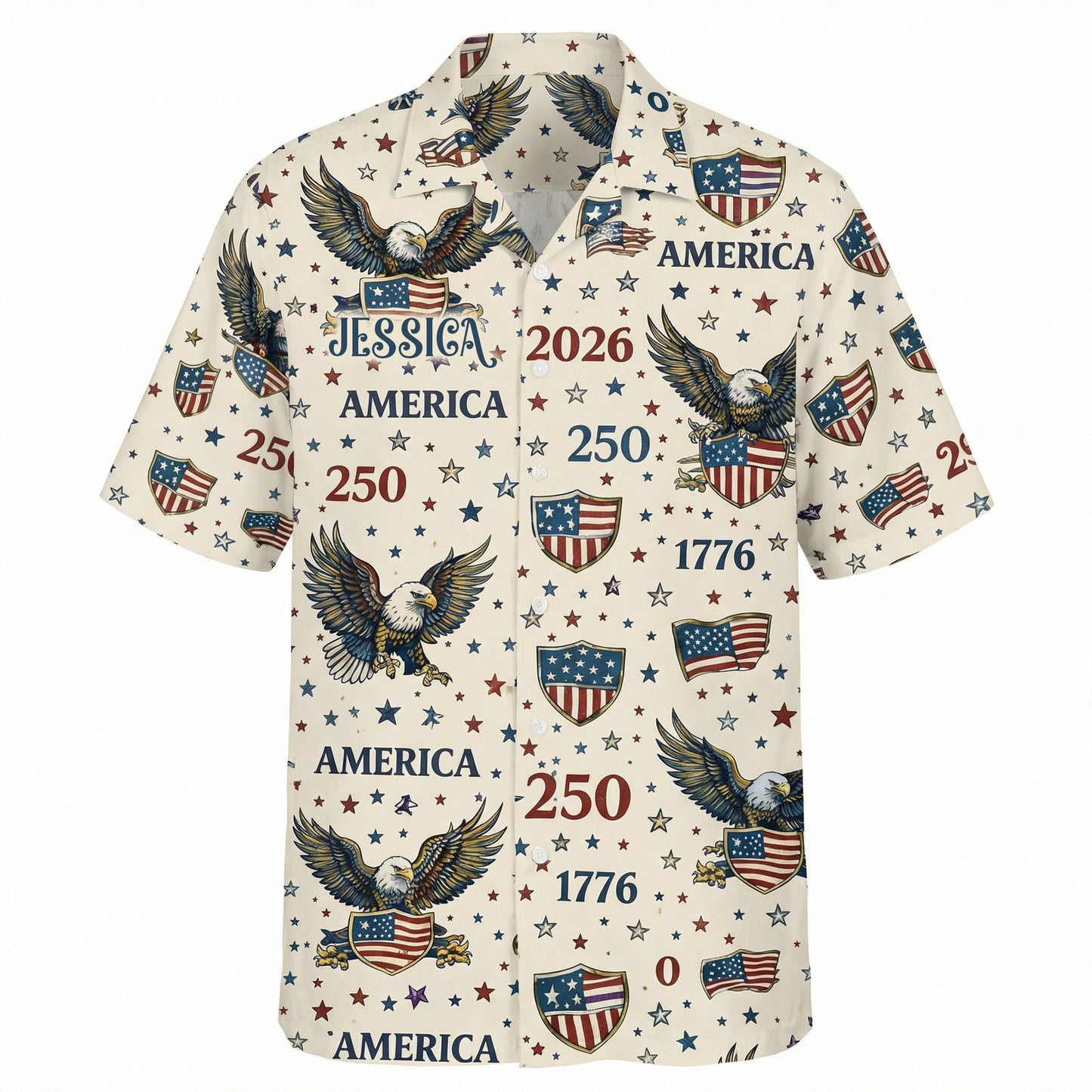 Celebrate America's 250th Anniversary Personalized Patriotic Hawaiian Shirt