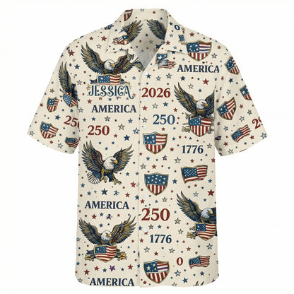 Celebrate America's 250th Anniversary Personalized Patriotic Hawaiian Shirt