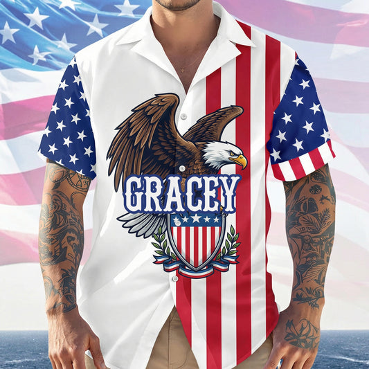 Custom Name American Pride Patriotic 250th Anniversary Eagle Hawaii Shirt