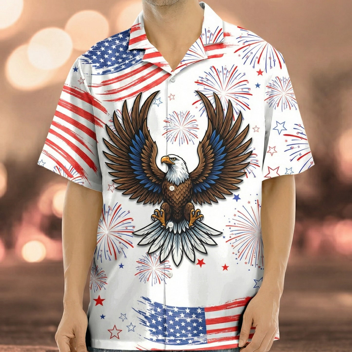 Custom Name Happy Independence's Day USA Eagle Faith, Family & Freedom 3D Hawaii Shirt