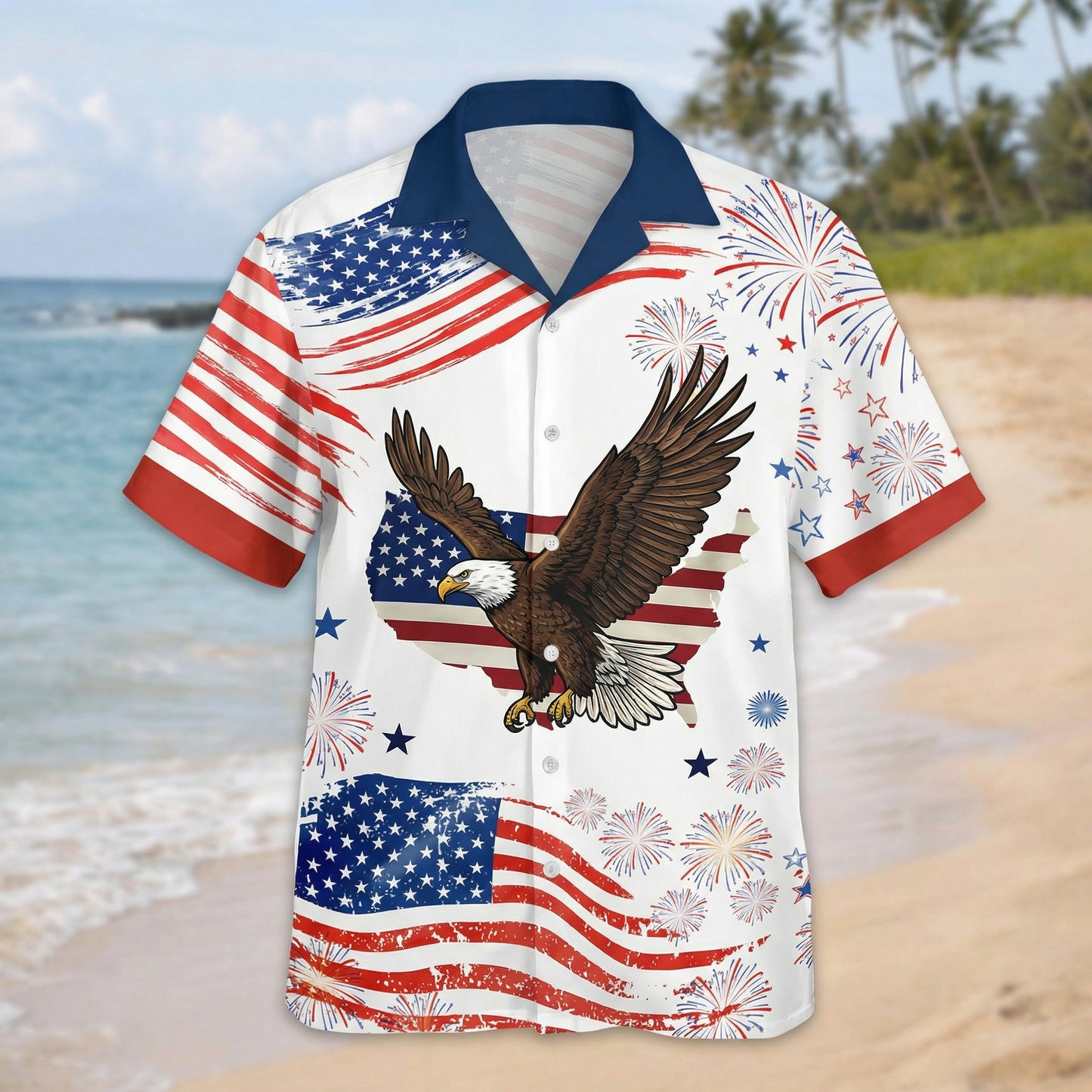 Custom Name Patriotic 250th Anniversary God Bless America Eagle Hawaii Shirt