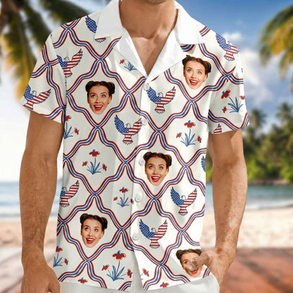 Custom Photo USA 250th Anniversary Patriotic Hawaii Shirt