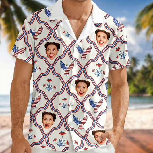 Custom Photo USA 250th Anniversary Patriotic Hawaii Shirt