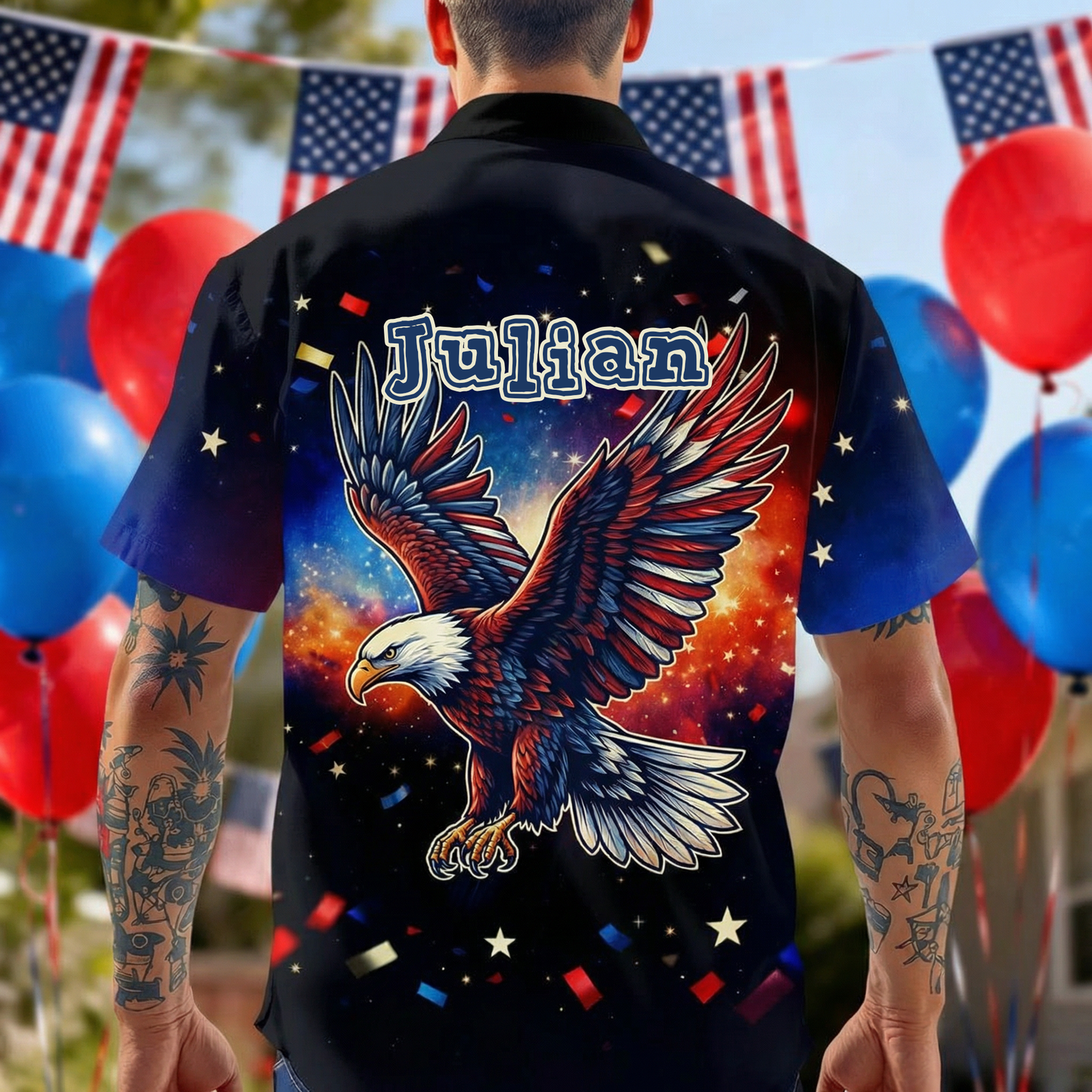 Personalized USA 250th Anniversary Hawaiian Shirt – 250 Years of Freedom Eagle Custom Name Shirt