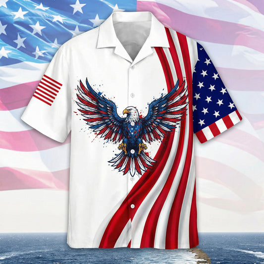 Personalized Patriotic Eagle Hawaiian Shirt – God Bless America 250th Anniversary 1776–2026 Custom Name Shirt