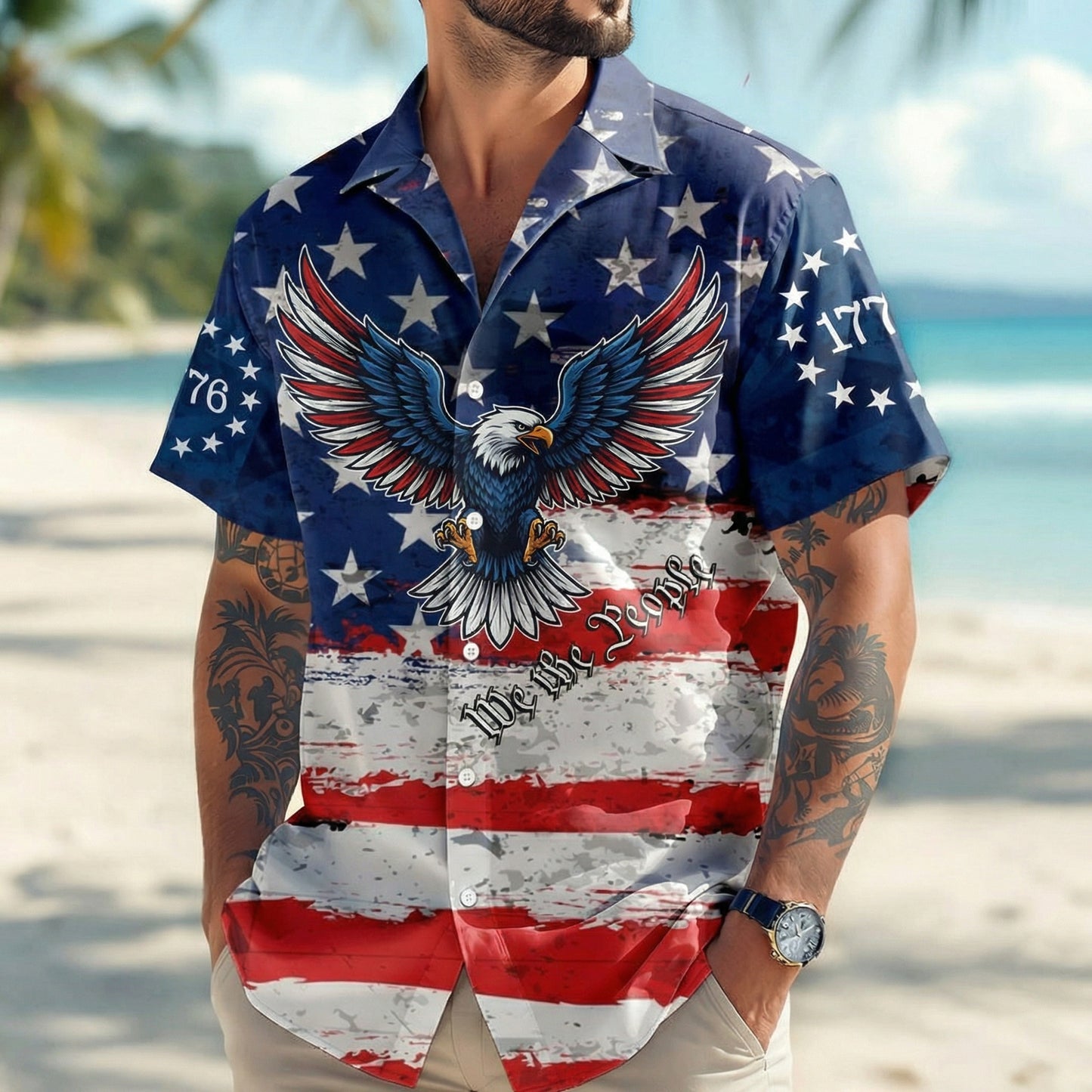 We The People Patriotic Hawaiian Shirt – American Flag Eagle Independence Day Shirt