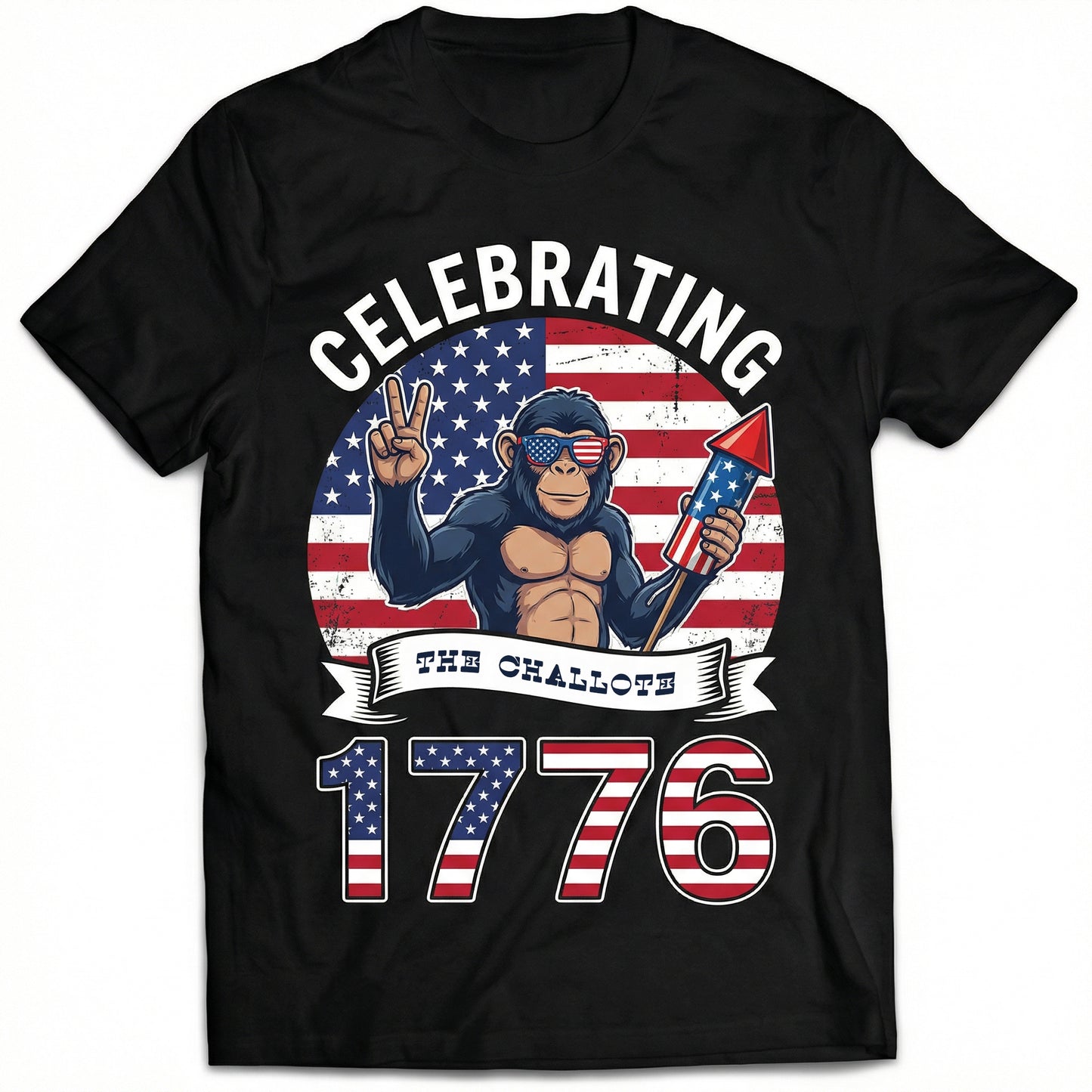 Funny USA 250th Anniversary T-Shirt – Celebrating 1776 Patriotic Monkey 4th of July Shirt 2026