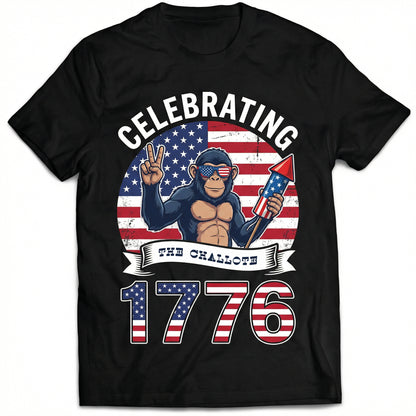 Funny USA 250th Anniversary T-Shirt – Celebrating 1776 Patriotic Monkey 4th of July Shirt 2026