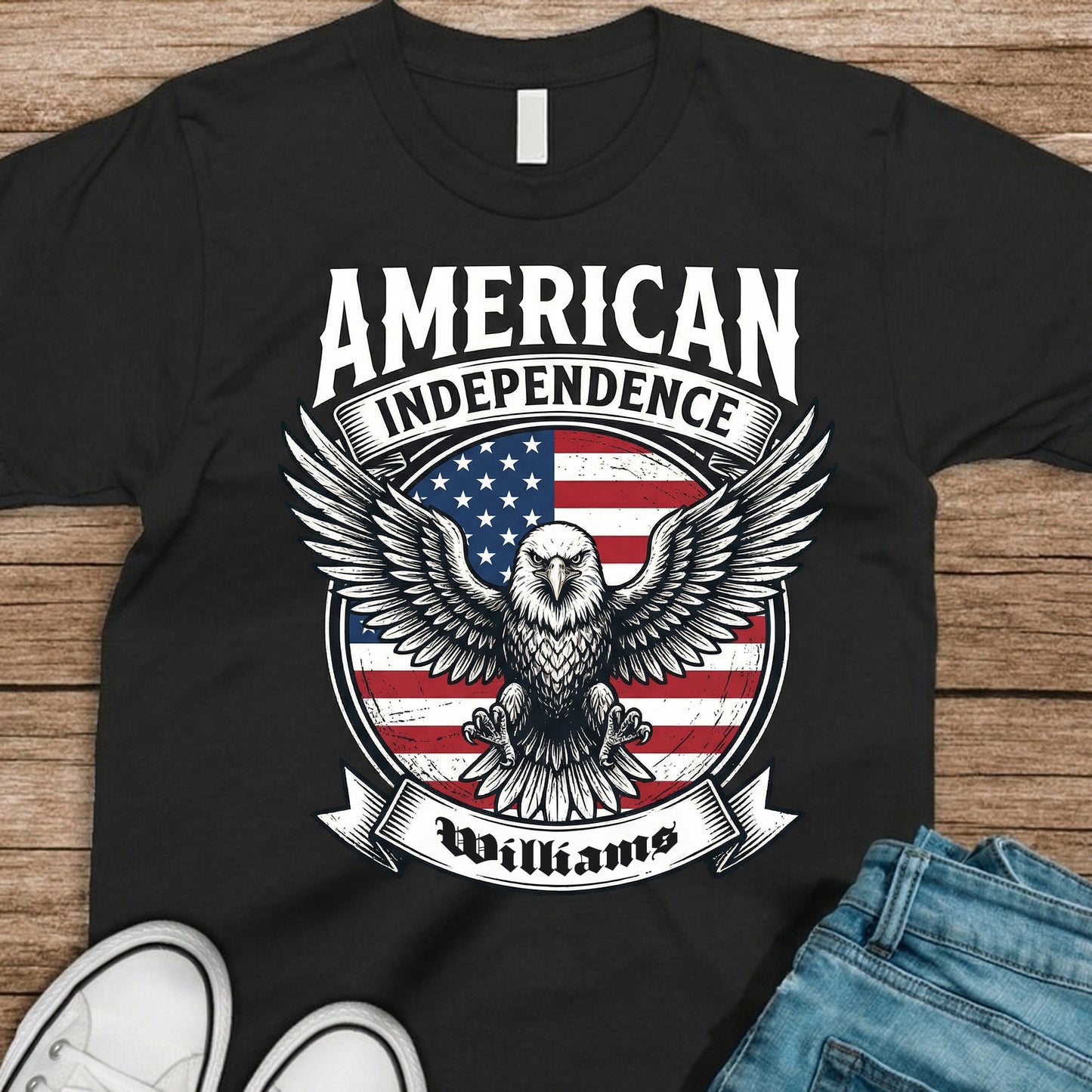 Personalized American Independence Eagle T-Shirt – USA 250 Years Anniversary 1776–2026 Patriotic Shirt