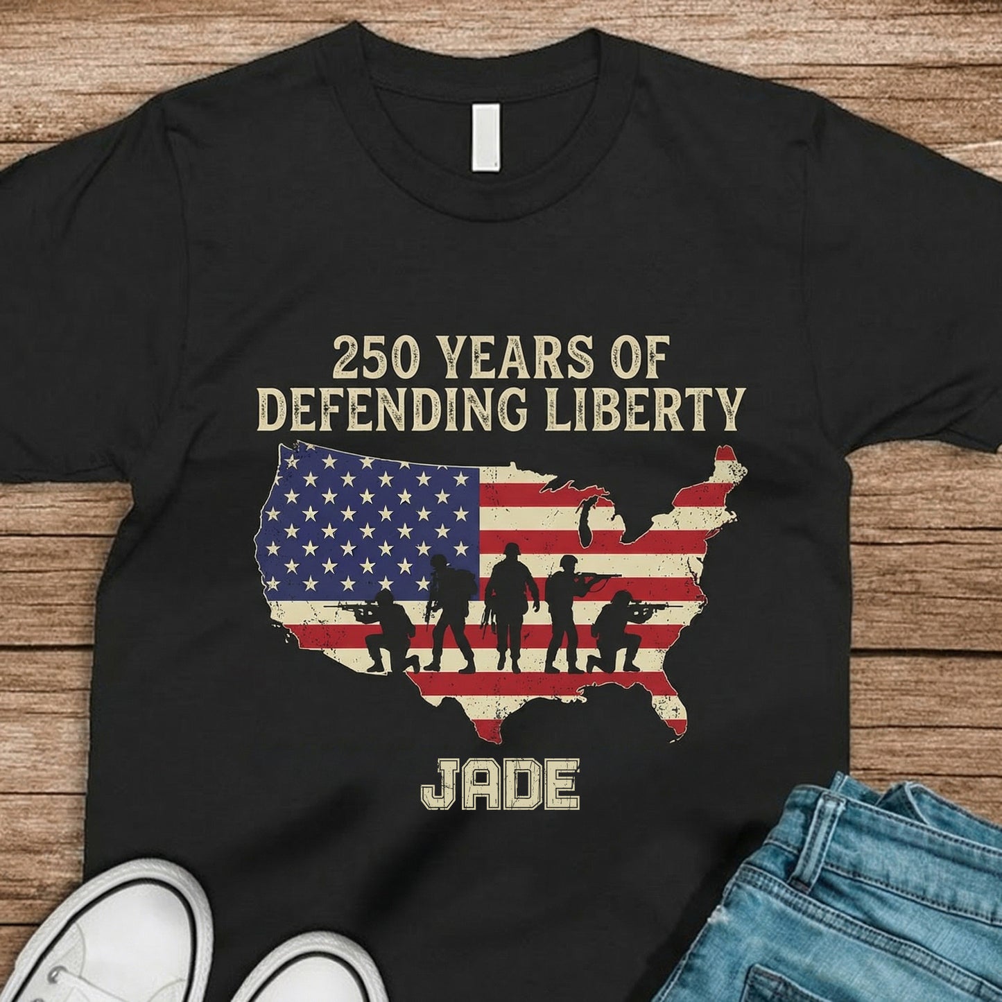 250 Years of Defending Liberty Shirt – Patriotic Military USA Map T-Shirt Personalized Veteran Tribute Tee