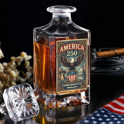 250 Years USA 250th Birthday 1776-2026 Eagle Flag Decanter