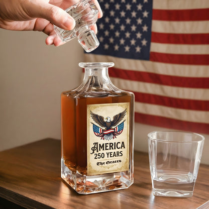 America 250 Years of Freedom Patriotic Eagle Flag Decanter