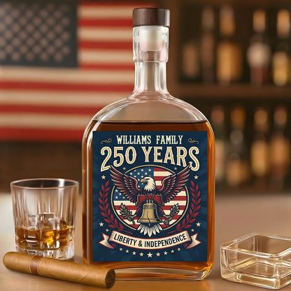 America 250 Years Eagle Independence Day Patriotic Whiskey Bottle
