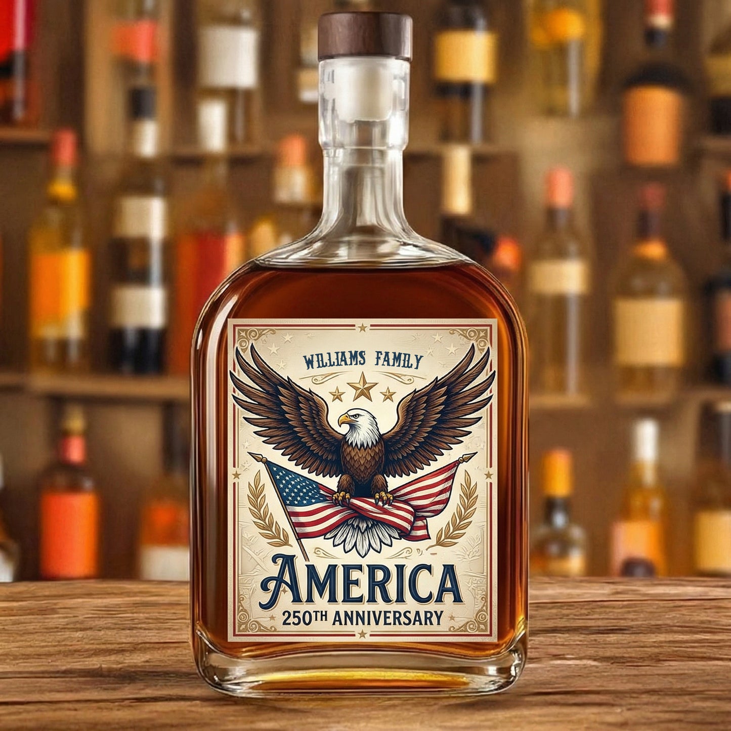 Celebrate 250 Years of America USA Anniversary 1776-2026 Whiskey Bottle
