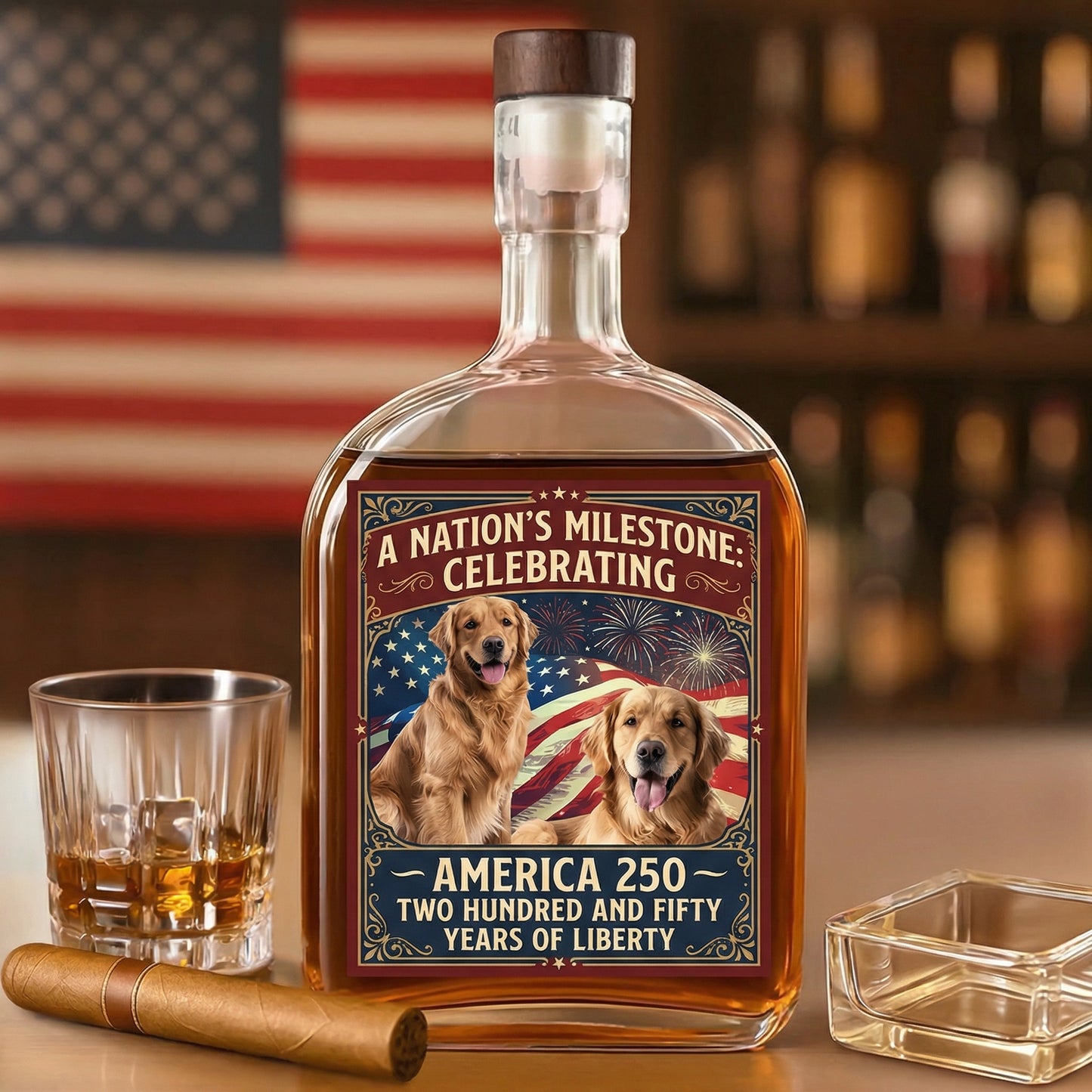 Custom Photo Even My Dogs Cats Are Waiting For America’s 250th Whiskey Bottle