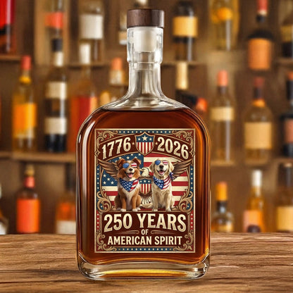 Personalized 250 Years In Purr-suit Of Liberty Vintage Dog Whiskey Bottle
