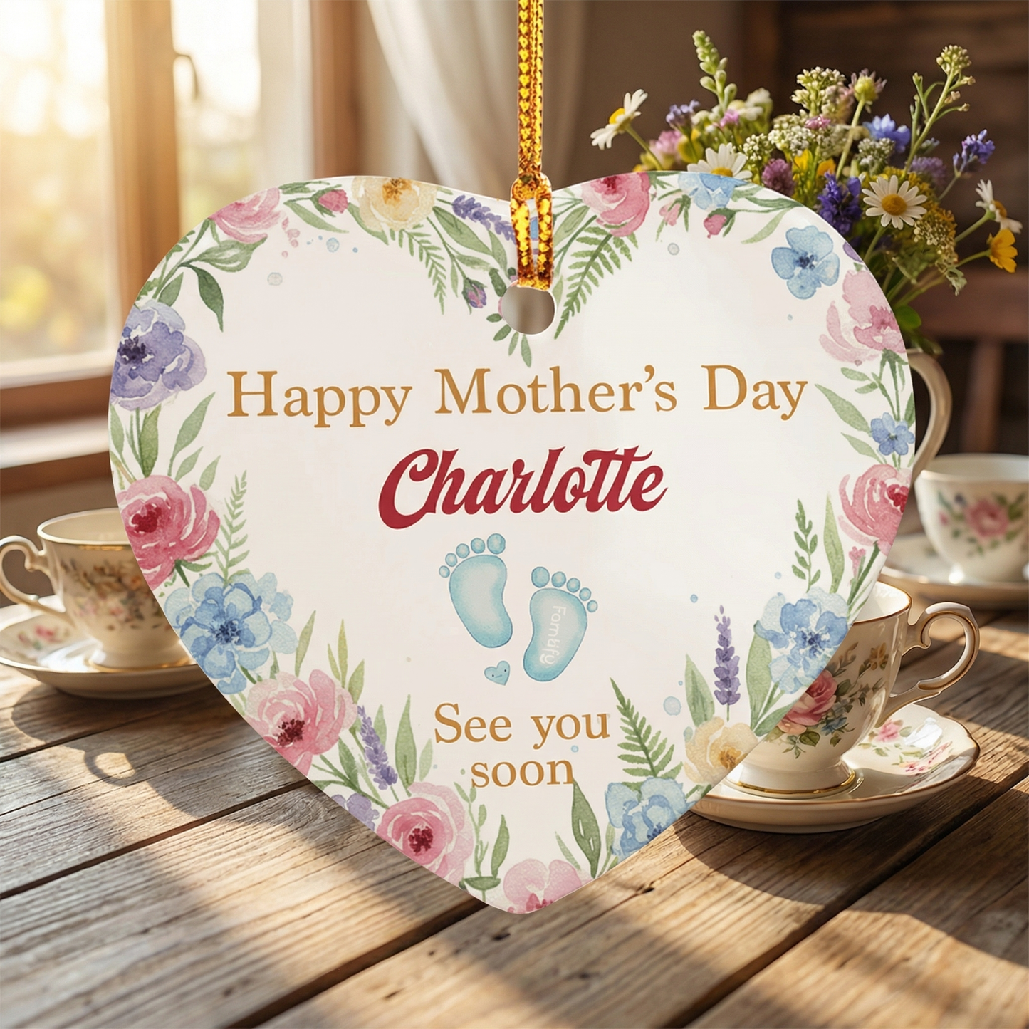 Mommy, See You Soon – First Mother’s Day Gift for New Mom – Personalized Heart Ornament