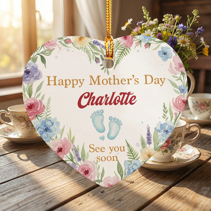 Mommy, See You Soon – First Mother’s Day Gift for New Mom – Personalized Heart Ornament