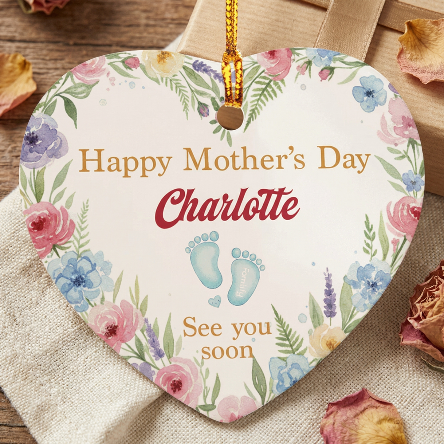 Mommy, See You Soon – First Mother’s Day Gift for New Mom – Personalized Heart Ornament