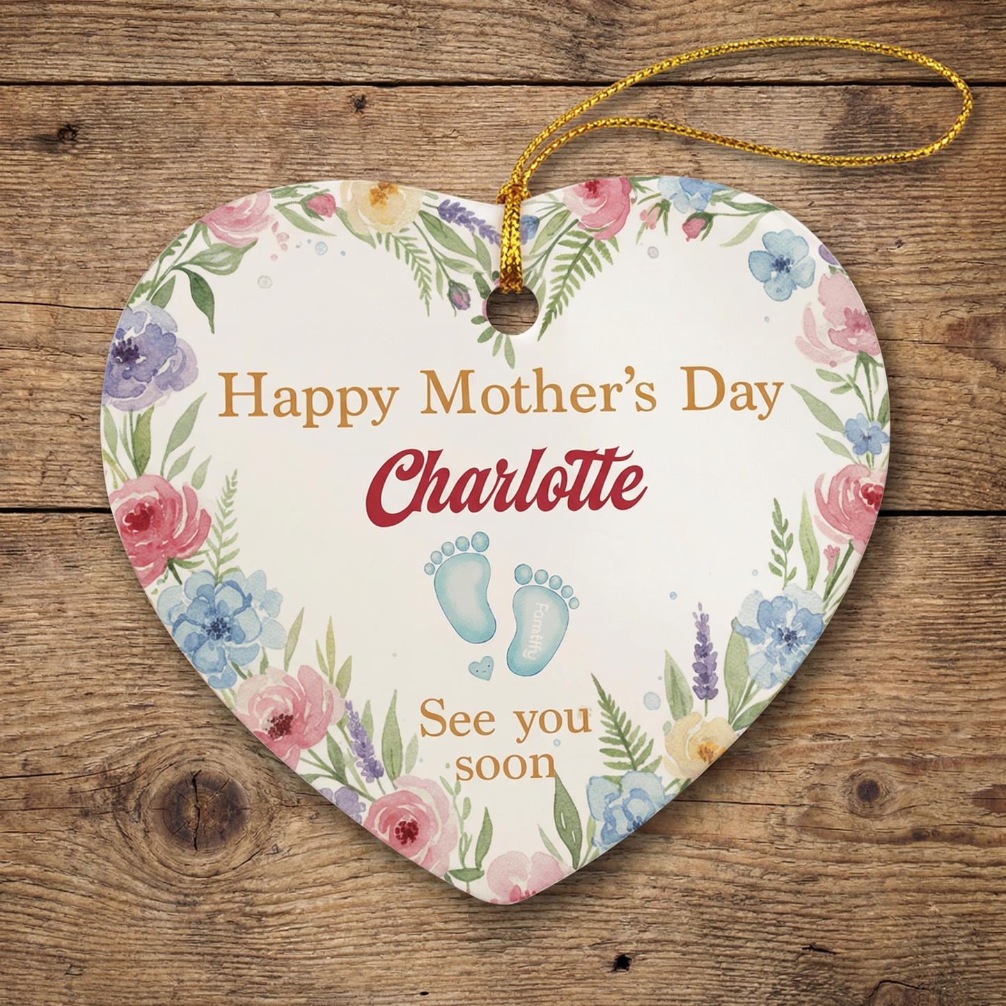 Mommy, See You Soon – First Mother’s Day Gift for New Mom – Personalized Heart Ornament