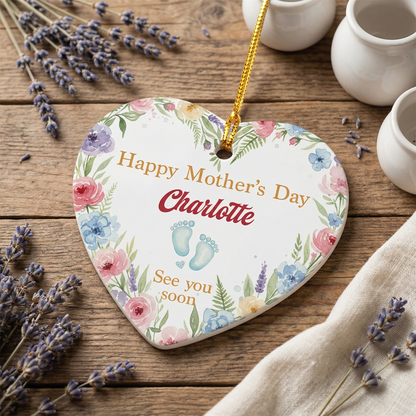 Mommy, See You Soon – First Mother’s Day Gift for New Mom – Personalized Heart Ornament