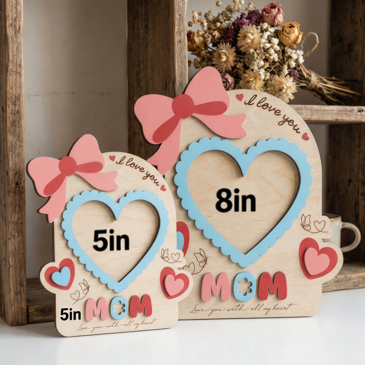 Personalized 3D Layered Wood Block – Custom Family Keepsake Decor – Meaningful Gift for Mom