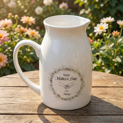 Personalized Birth Flower Vase with Name – Mother’s Day & Birthday Gift for Mom – Custom Ceramic Bud Vase