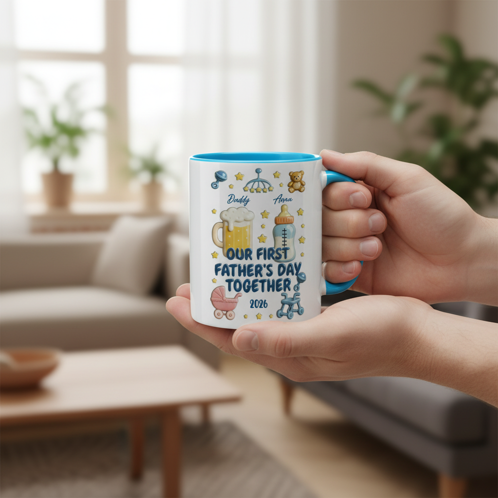 Personalized Father Accent Mug – First Father’s Day Custom Coffee Mug