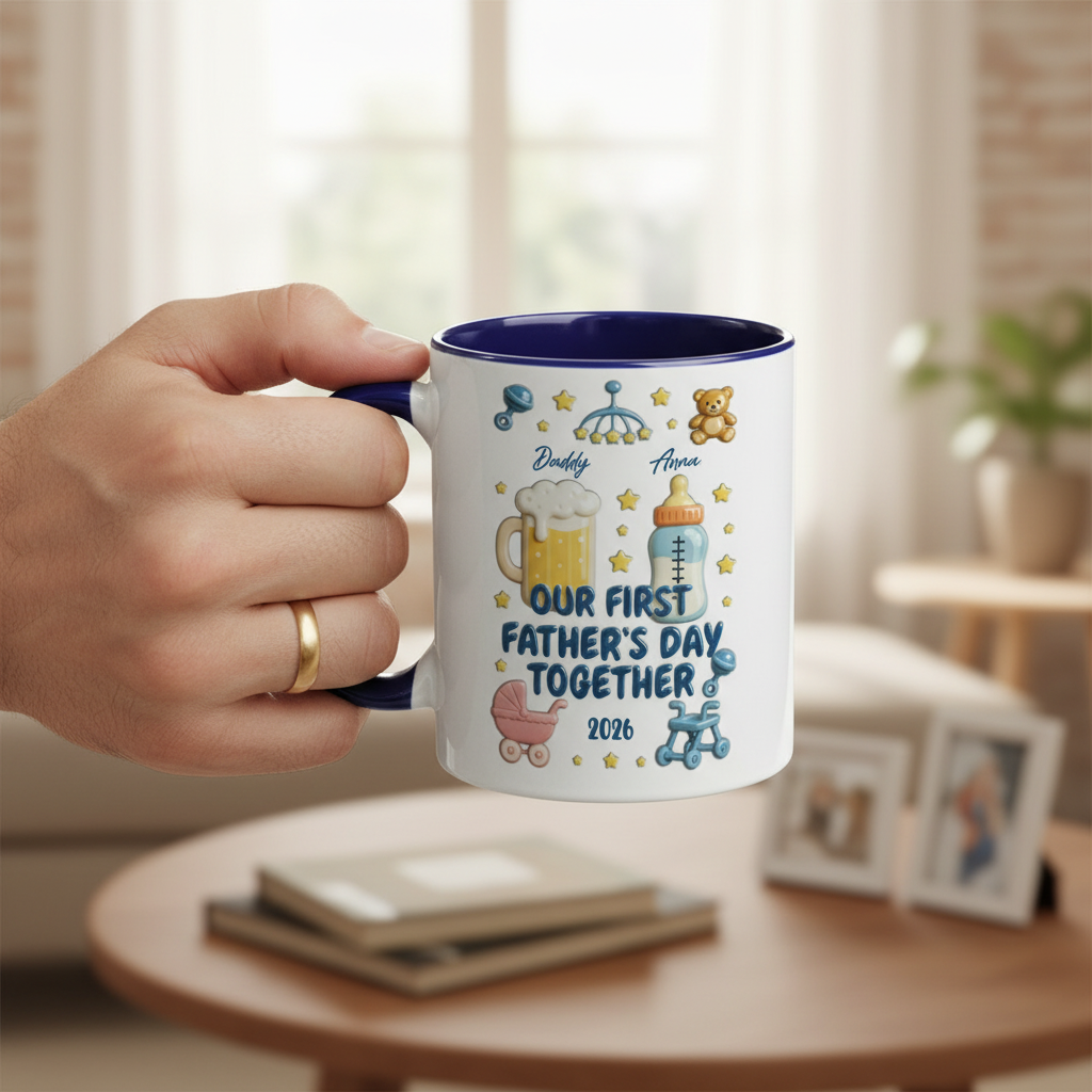 Personalized Father Accent Mug – First Father’s Day Custom Coffee Mug