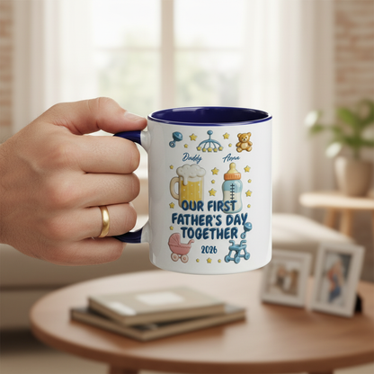 Personalized Father Accent Mug – First Father’s Day Custom Coffee Mug