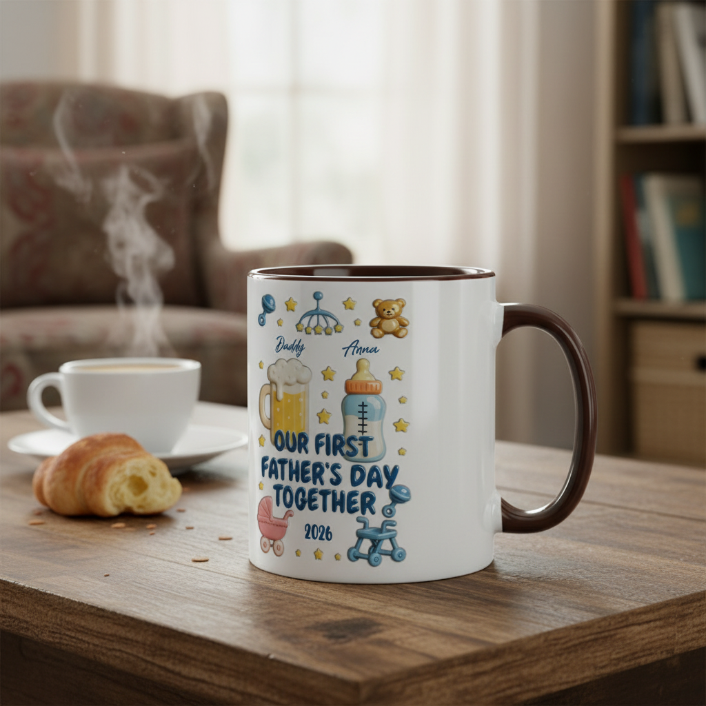 Personalized Father Accent Mug – First Father’s Day Custom Coffee Mug