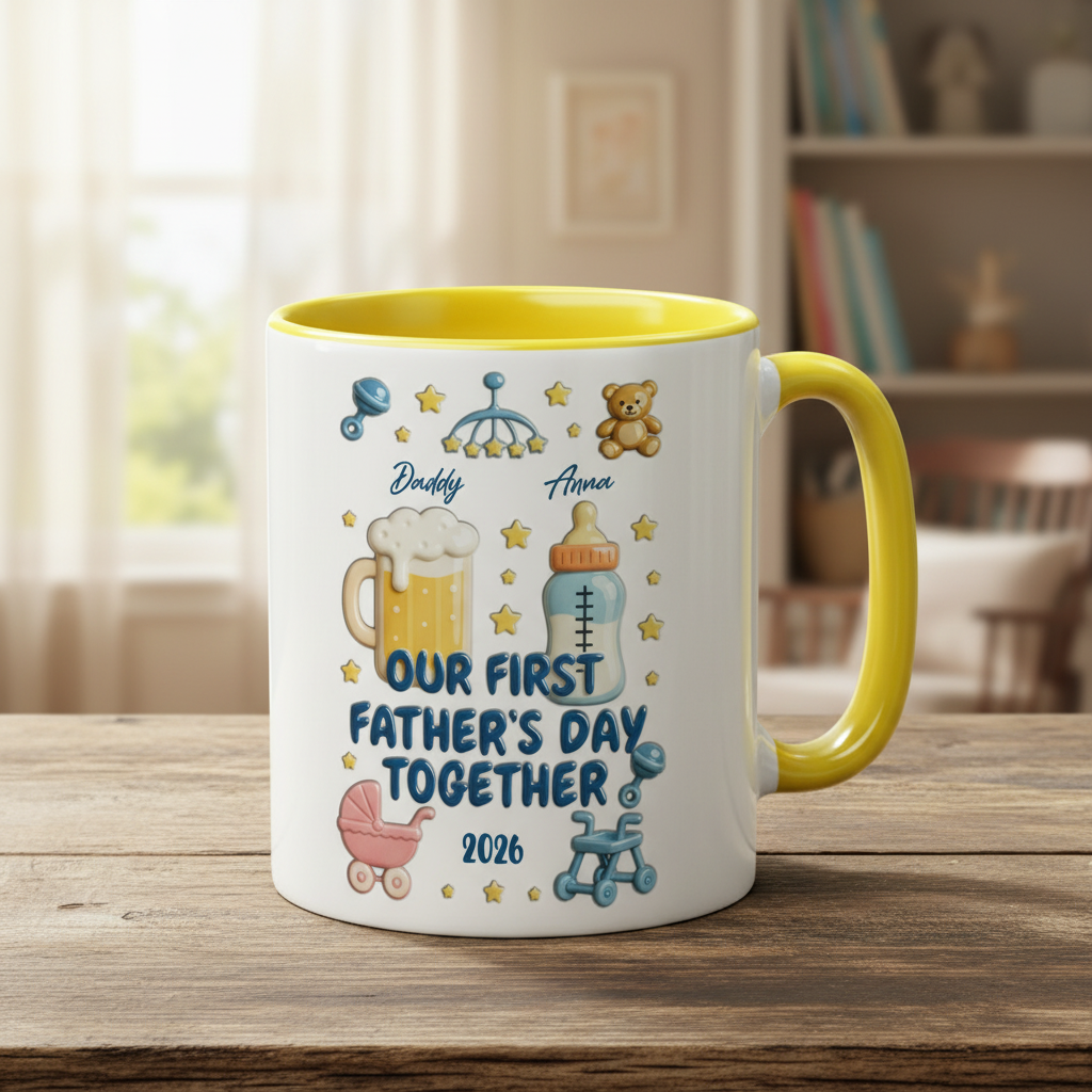 Personalized Father Accent Mug – First Father’s Day Custom Coffee Mug