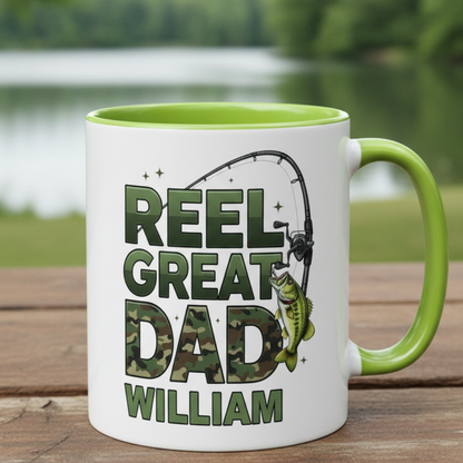 Personalized Fishing Mug for Dad – Real Great Dad Custom Name Coffee Mug